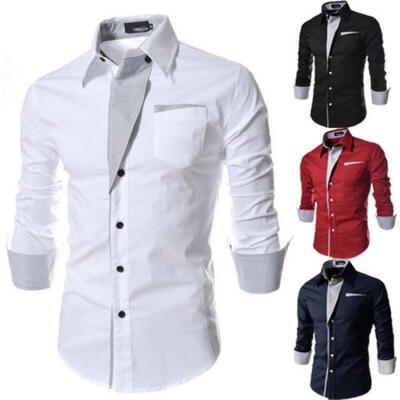 

Luxury Men´s Stylish Casual Dress Shirt Slim Fit T-Shirt Long Sleeve Formal Tops