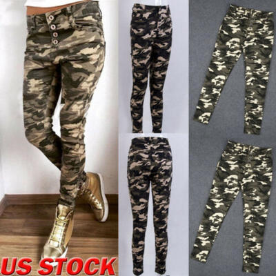 

2019 Womens Casual Stretch Skinny Leggings Pencil Pants Slim camouflage Trousers