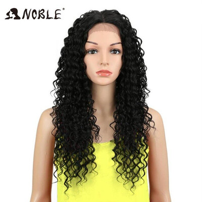 

Noble Wigs For Black Women Deep Wave Lace Front Wigs Synthetic Hair 26 Inch Ombre Color Heat Resistant Cosplay Wig Free Shipping