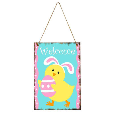 

Easter Rabbit Egg Wood Hanging Plaque Ornament Festival Decoration Pendant