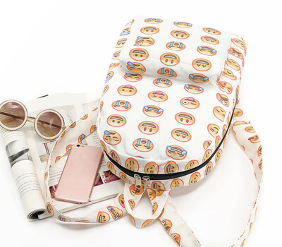 

Tailored Unisex Canvas Preppy Emoticon Shoulder Bookbags School Travel Backpack Bag