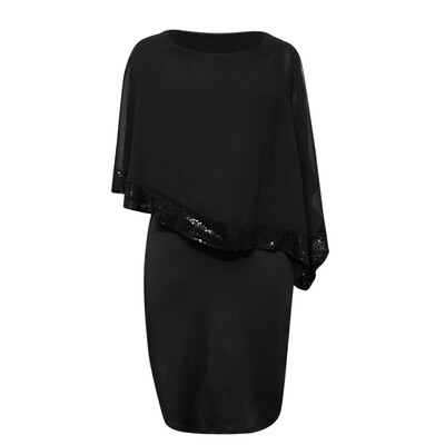 

〖Follure〗Women Slit Sleeve Sequins Flare Sleeve Mesh Chiffon Evening Party Mini Dress