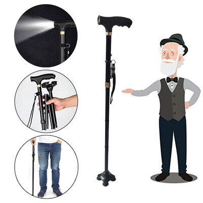 

Siaonvr Collapsible Folding Walking Canes Stick Mobility Aids With LED Light