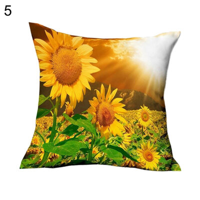 

Sunflower Flower Linen Square Pillow Case Cushion Cover Sofa Bed Car Cafe Decor