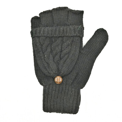 

Winter Braided Knitted Half Finger Flip Fingerless Convertible Mittens Gloves