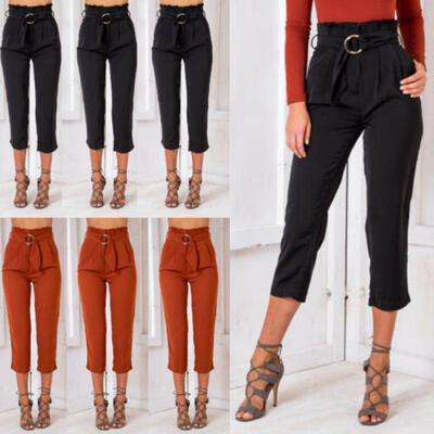 

Womens Palazzo Flared Wide Leg Pants High Waist OL Ladies Casual Long Trousers