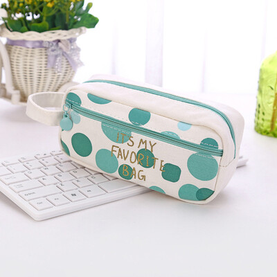 

Siaonvr Brief Style Green Canvas Large Capacity Pen Pencil Bag Stationery Storage Organi