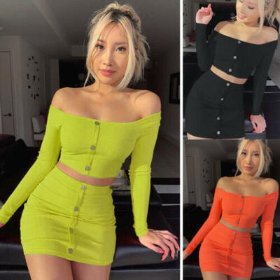 

Summer Womens Crop Top Short Skirt Bodycon Evening Cocktail Party 2Pcs Set Dress
