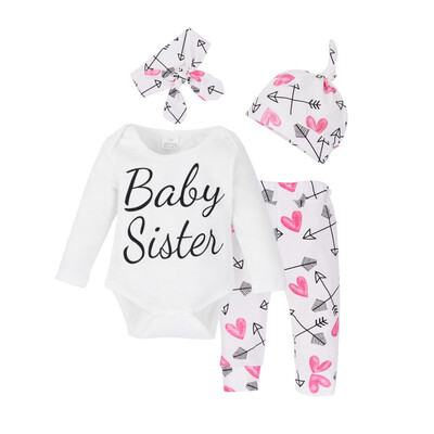 

Infant Toddler Newborn Baby Girls Letter Print Outfit Clothes Tracksuit Hooded TopsLeggings Pants Headband 4Pcs Set