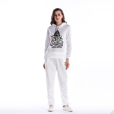 

Toponeto Christmas Women O-neck Long-Sleeve Print Sports Suit Sweatshirt Blouse And Pant