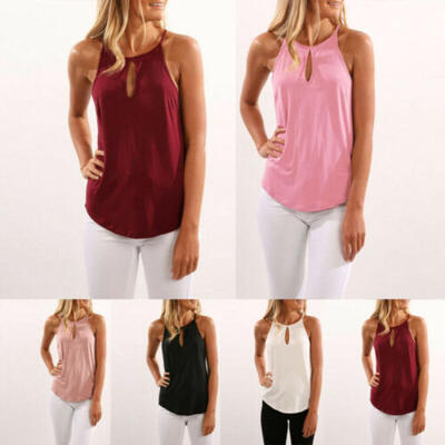 

Moxeay Womens Casual Basic Simple Extra Long Tank Tops Vest Camisole Singlet New