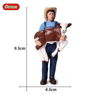 

Oenux Realistic Farmers Model Simulation Breeder Feed Shepherd Figurines Dog Animal Figurine Miniature Cute Toys For Children
