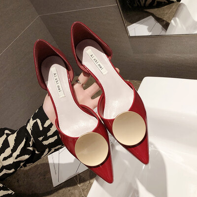

Baotou shoes ladies fine summer Korean version of Joker fairy pointed red high heels