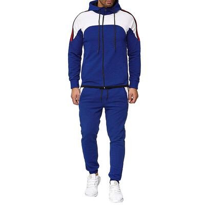

Toponeto Mens Autumn Gradient Zipper Print Sweatshirt Top Pants Sets Sport Suit Tracksuit