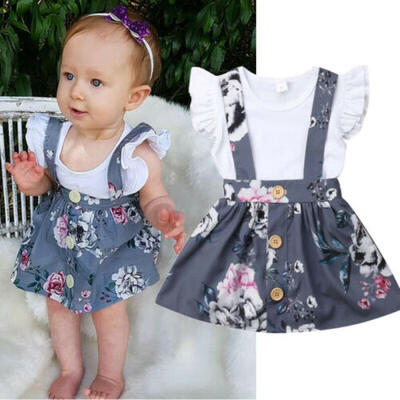 

Toddler Kid Baby Girl Tops Romper Floral Overall Skirt Suspender Dress Outfit