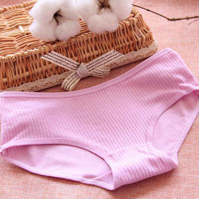 

Womens solid color ribbed breathable comfortable low waist ladies underwear code