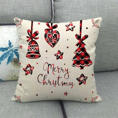 

2020 New Christmas 18 X 18 Inch Pillowcase Cotton Linen Throw Cushion Cover Deer Red Plaid Cover Case