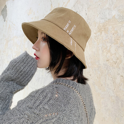 

Alphabet Fishermans Hat Womens Spring&Autumn 100 Sun Hat Day Thin Sunscreen Ultraviolet Sun Hat Womens Korean Version Tide