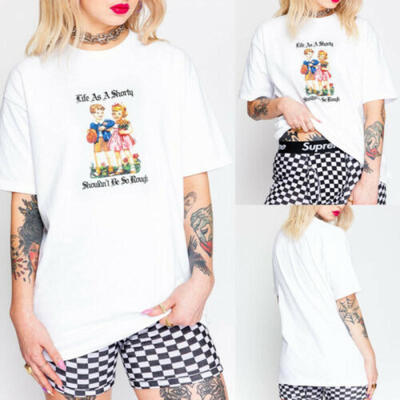 

Summer Ladies&Girls Letter Print Short Sleeve T-Shirt Casual O-Neck T-Shirt