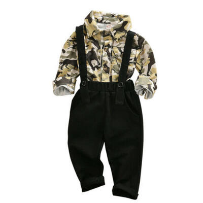 

US Newborn Kids Baby Boy Camouflage Clothing Romper ShirtBib Pants Outfit Set