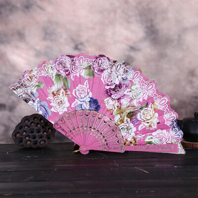 

Siaonvr Best Chinese Style Dance Wedding Party Lace Silk Folding Hand Held Flower Fan