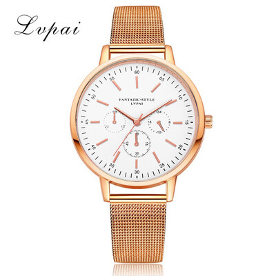 

Top Lvpai Womens Watches Simple Scale Dial Ladies Quartz Wristwatch Business Mesh Belt Strap Clock Reloj Mujer
