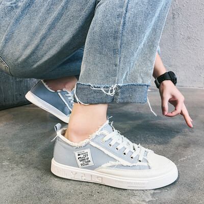 

Summer Mens Shoes Korean Fashion Canvas Slipper Shoes Low-Up Leisure Fashion Shoes Autumn Flat-soled Cloth Shoes