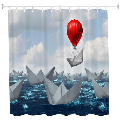 

Origami Boat Polyester Shower Curtain Bathroom Curtain High Definition 3D Printing Water-Proof