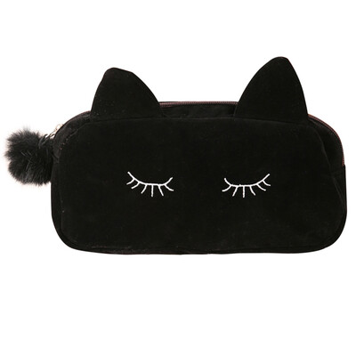

Colorful Cartoon Cat Design Coin Storage Case Travel Makeup Flannel Pouch Cosmetic Bag