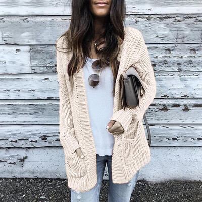 

2019 Fashion Womens Long Sleeve Knit Cardigan Coat Ladies Sweater Tops Knitwear