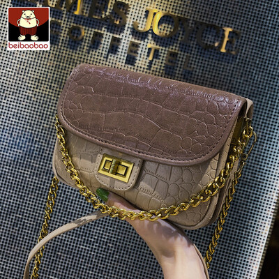

Ins new small bag 2019 new Korean version 100 crocodile grain small square bag chain single shoulder slant