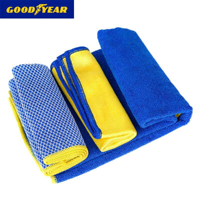

GOODYEAR Microfiber Cleaning Cloth Towel Set Car Wash Care Home Kitchen Starter PackChemical-Free Clean3 Pack
