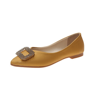 

Single shoe female autumn retro diamond square buckled flat bottom ladle shoe fashionable pointed anti-skid pregnant womens shoes