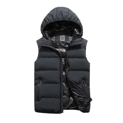 

Toponeto Fashion Men Autum Winter Hooded Solid Outwear Vest Jacket Tops Blouse