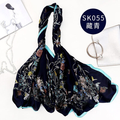 

Spring&summer new elegant flower simulation silk scarf new silk satin print ladies sunscreen shawl scarf SK055