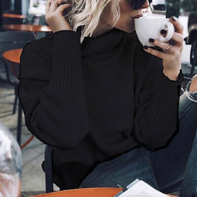 

〖Follure〗Women Turtleneck Pullover long Sleeve Solid Color Loose Knitted Sweater Tops