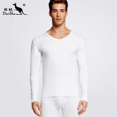 

Kangaroo DaiShu Qiuyi Qiuku mens cotton warm suit mens V-neck solid color base thin sweater shawl XXL