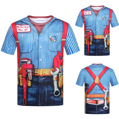 

Toponeto Summer Mens Fashion Round Neck Personalit Print Short Sleeve Leisure Top Blouse