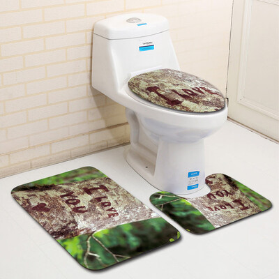 

〖Follure〗3PCS Valentines Day Pattern Non Slip Toilet Seat Cover Rug Bathroom Set Decor