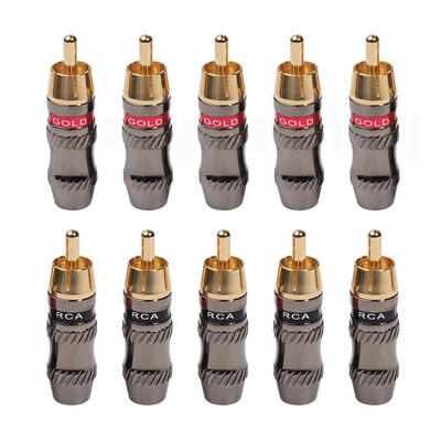 

5 Pairs Gold Plated RCA Plug Audio Cable Soldering Male Connector Adapters