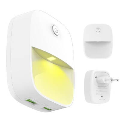 

3-in-1 5V 25A Phone Wall Charge with Dual USB Ports Lighting & Sound Sensor Wall Lights Color Changing Night Light for Bedroom Ho