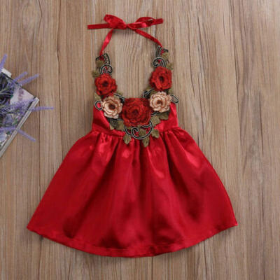 

Kids Baby Girls Cute Summer Party Sleeveless Flower Dress Party Wedding Dresses
