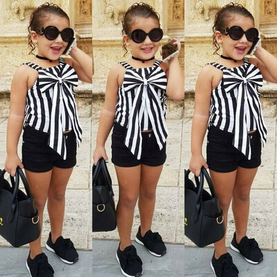 

Toddler Kid Baby Girl Summer Top T-shirt Denim Shorts Pants Outfits Clothes
