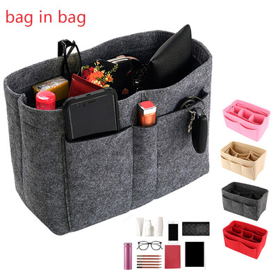 

Felt Insert Bag Handbag Tote Purse Organizer 10 Pockets Cosmetic Makeup