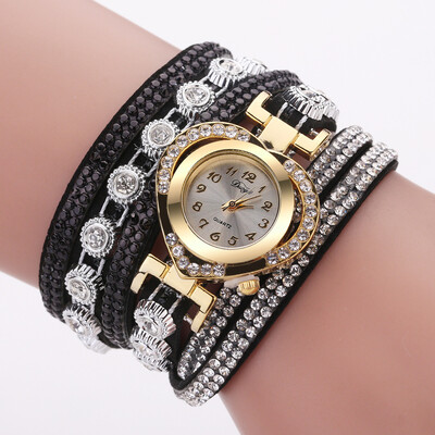 

Duoya brand womens fashion watch fashion diamond love head bracelet bracelet full diamond winding quartz watch