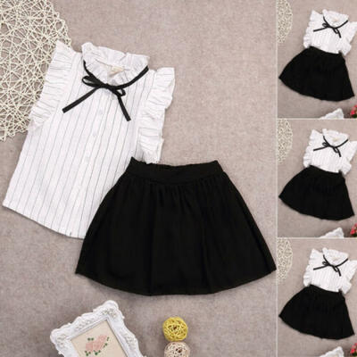 

USA Toddler Girl Dress Kids Baby Summer TopsSkirt Shorts Outfits Clothes Set