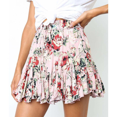 

Roseonmyhand Women Casual Retro High Waist Print Design Evening Party Short Skirt