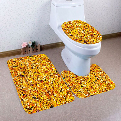 

〖Follure〗3PCS Christmas Bathroom Non-Slip Pedestal Rug Lid Toilet Cover Bath Mat Set