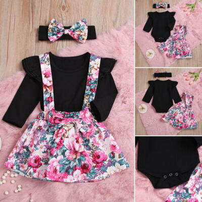 

US NEW Infant Baby Girls Winter 2Pcs Outfits Top RomperBelt Skirt Dress Clothes