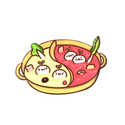 

2PCS Cute Food Monster Puppy Hot Pot Cherry Acrylic Badge Children Pin Brooch